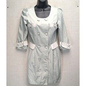 Vintage Green & White Double Breasted Fitted Dress St. Mark's Korea Size 6